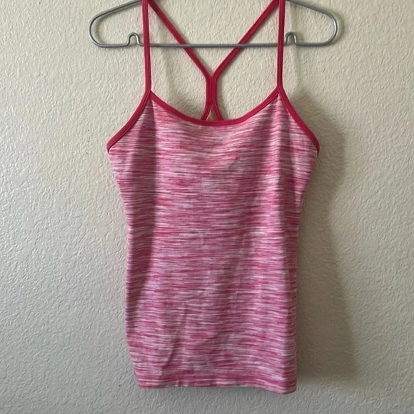 Lululemon Power Y Tank Top Pink Racerback With Built In Bra - Size 8 - Picture 1 of 6